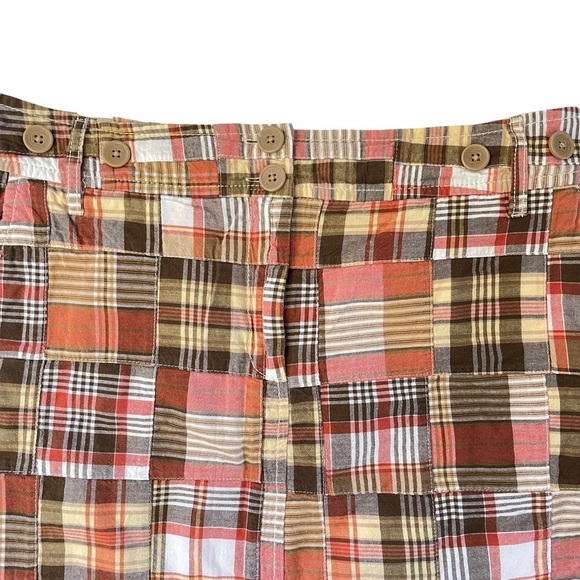 LOFT Madras Mini Skirt Colorful Plaid Striped‎ Patchwork Button - Picture 2 of 7